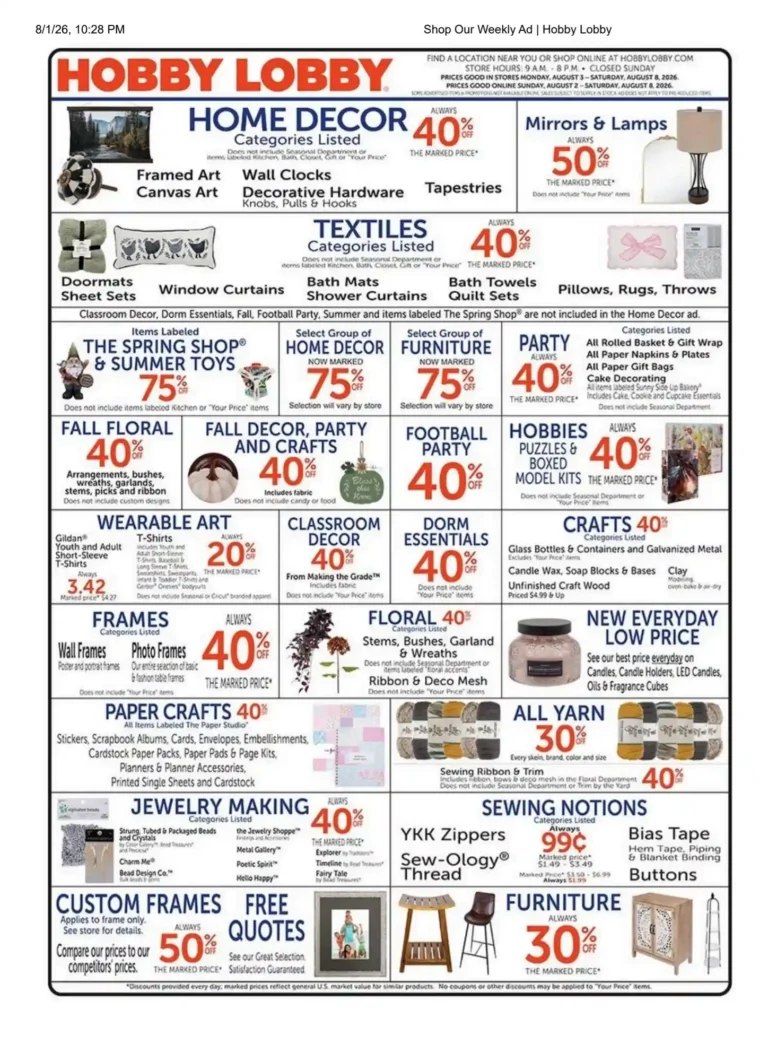 Hobby Lobby Weekly Ad Early Preview